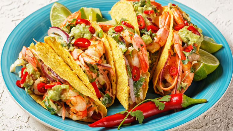 Plate of shrimp tacos