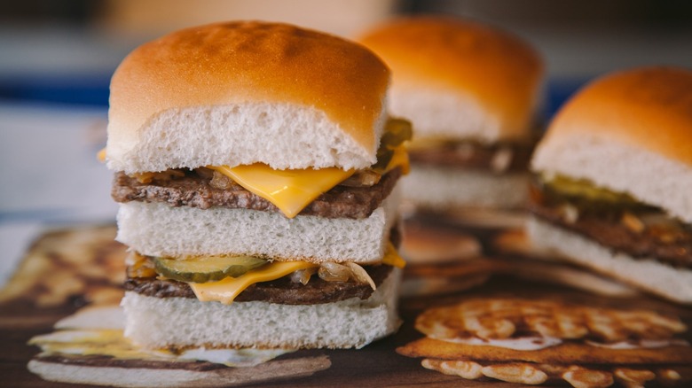 White Castle sliders with cheese