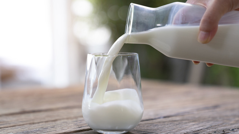 Pouring milk into glass