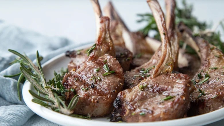 lamb chops on plate