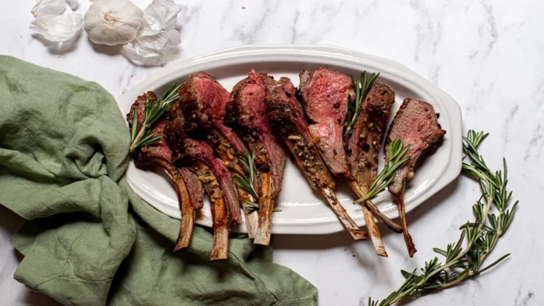 rack of lamb on plate