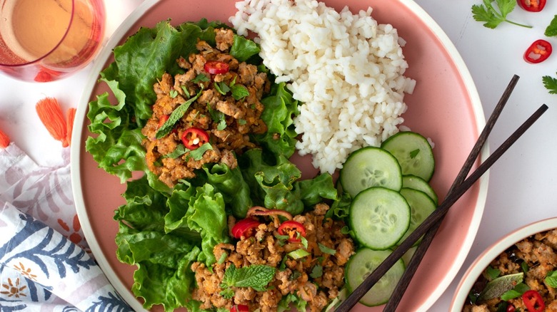 Lao Larb-Style Chicken Lettuce Wraps Recipe