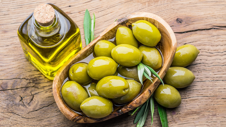 green olives in a bowl