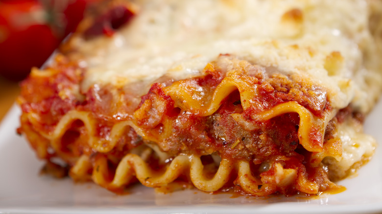 lasagna slice close up