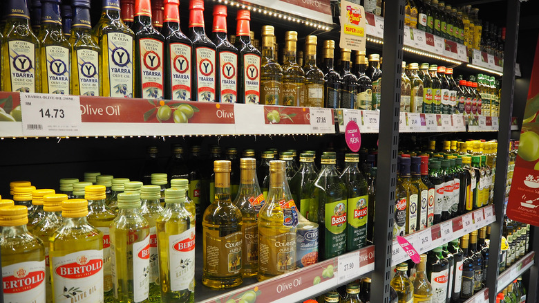 shelves of olive oil