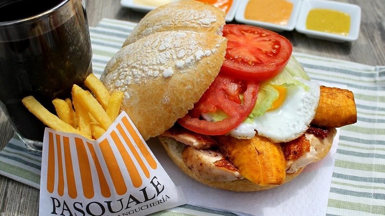 sandwich and fries at Pasquale Sanguchería in Peru