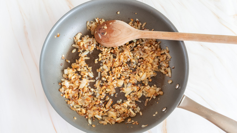 cooking onions and garlic