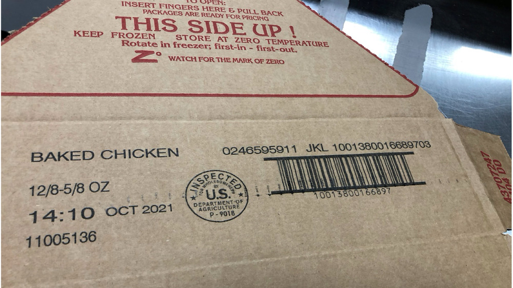 Baked Chicken box with lot code