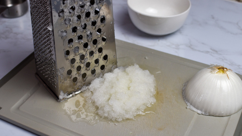 white onion with box grater