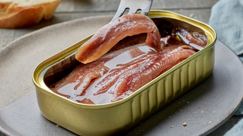 Anchovies in a tin