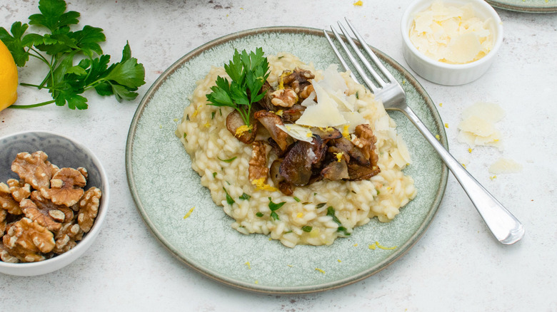 lemon and sunchoke risotto on plate