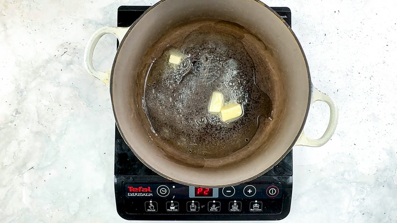 oil and butter in pan