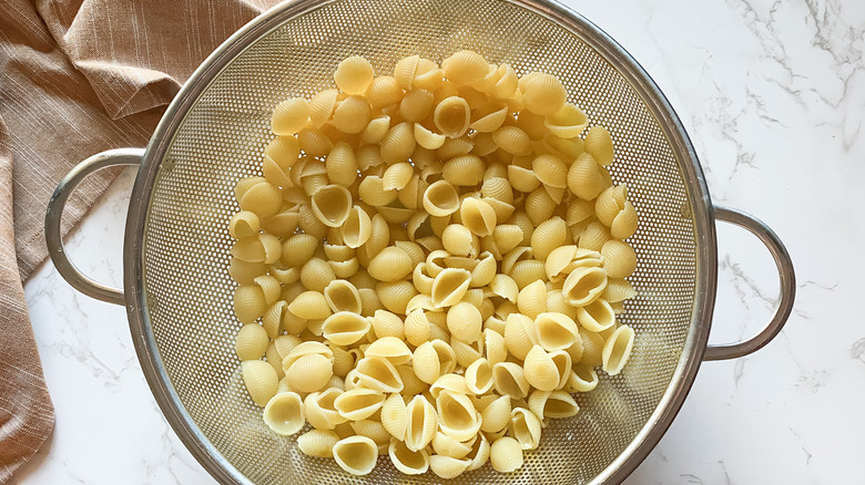pasta in a colander
