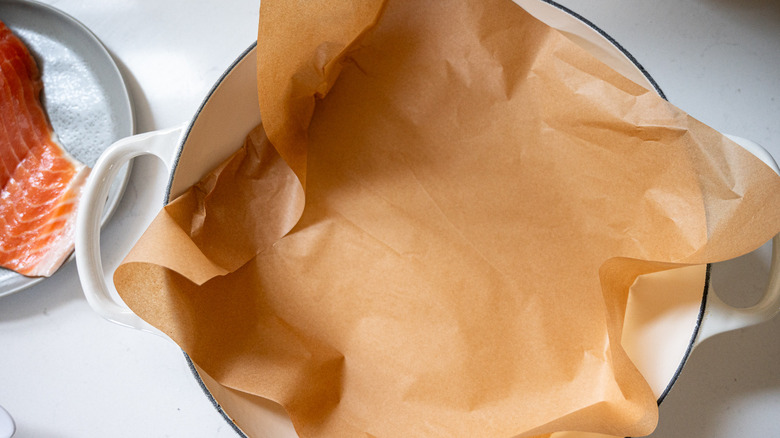 pan lined with parchment paper