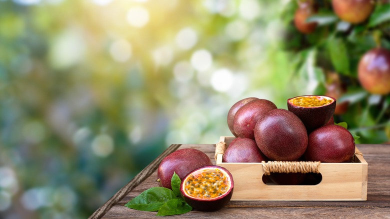 Box of fresh passionfruit