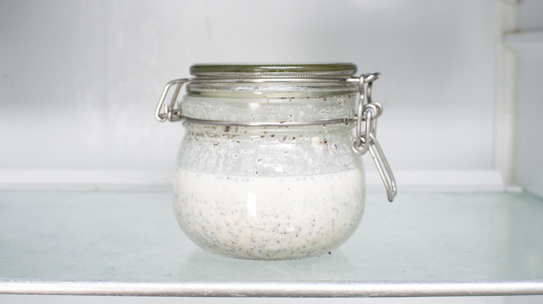 jar of oats in fridge