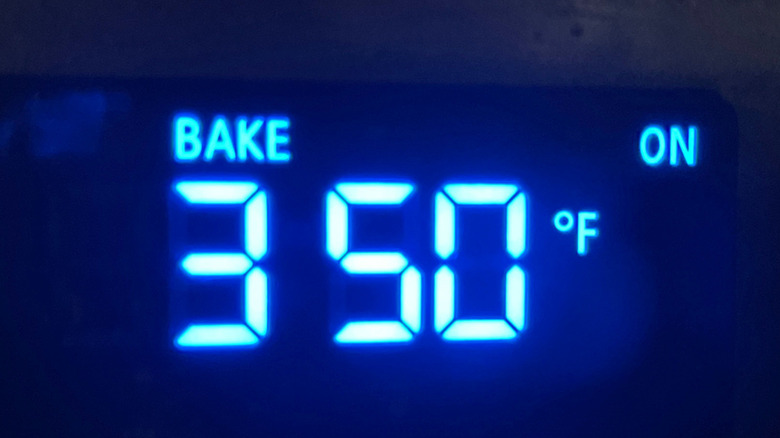 Oven set to bake at 350 F