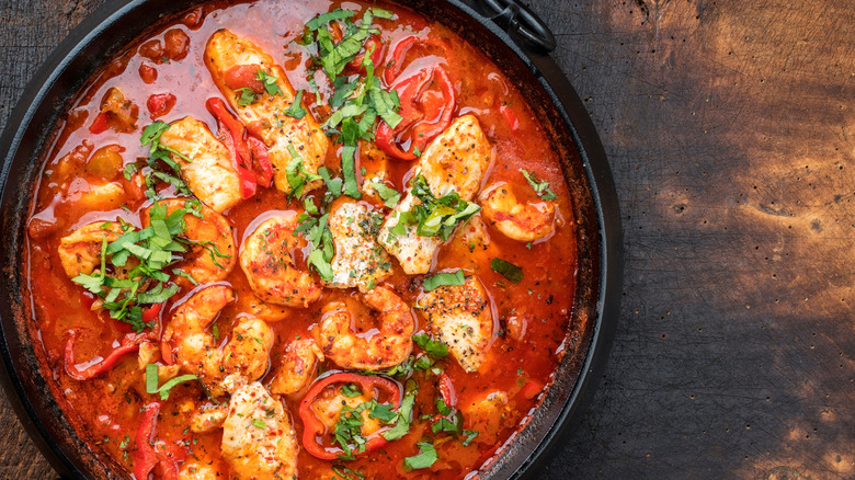 traditional creole bouillion seafood gumbo