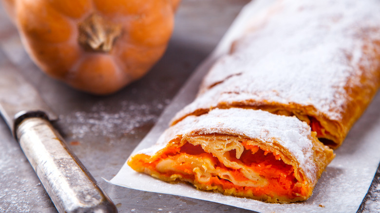 Strudel with red and orange filling