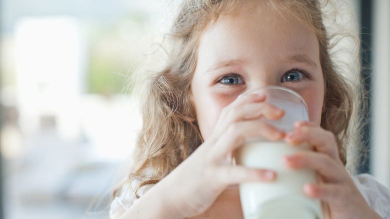 Girl drinking milk