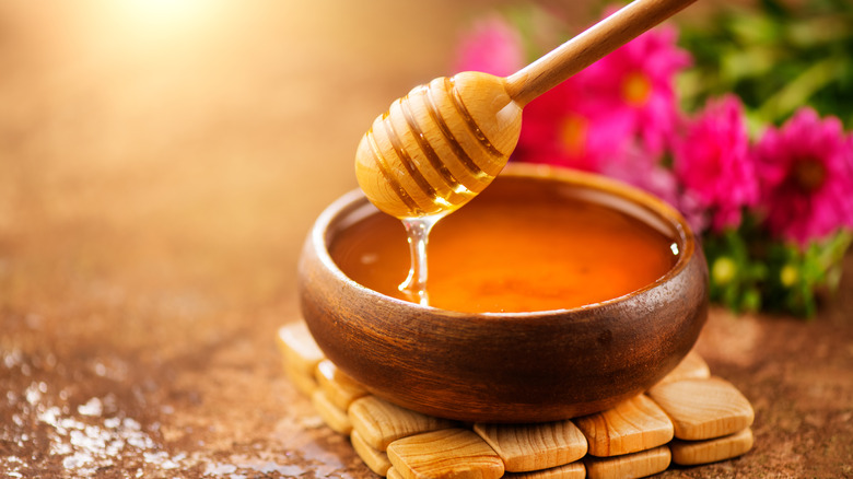 honey comb and bowl of honey