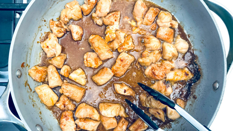 chicken chunks in pan