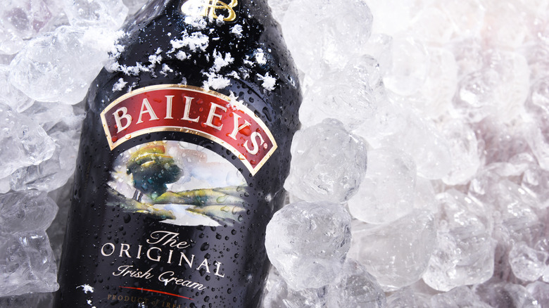 Bottle of Bailey's Irish Cream on ice