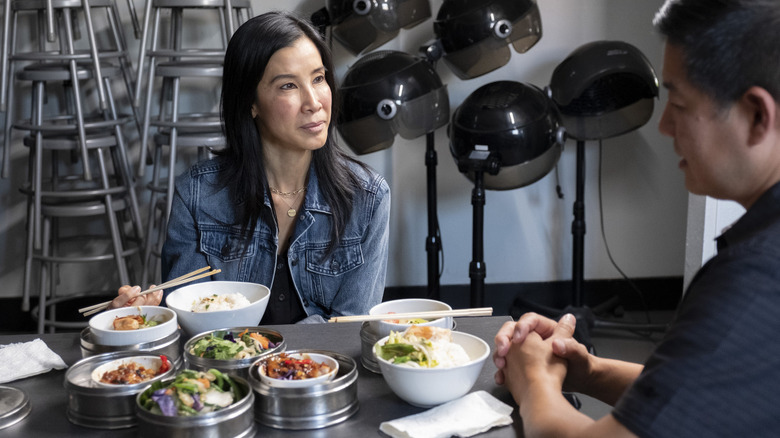 Lisa Ling eating in a restaurant