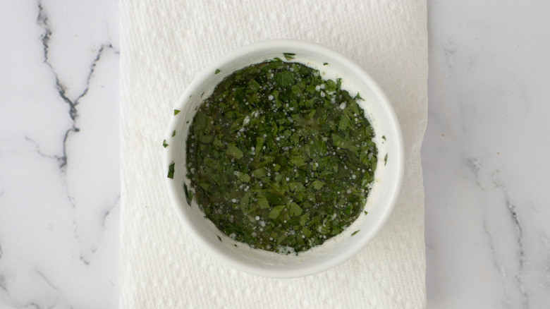 herby garlic butter in bowl