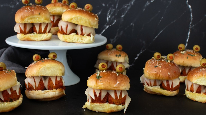 halloween monster meatball sliders