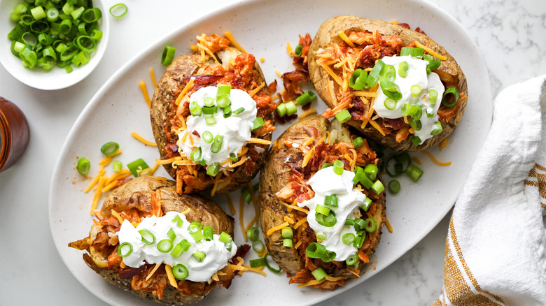 loaded chicken bbq baked potato