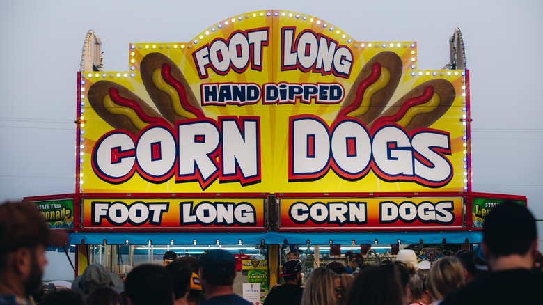 Foot-long corn dog stand at a fair