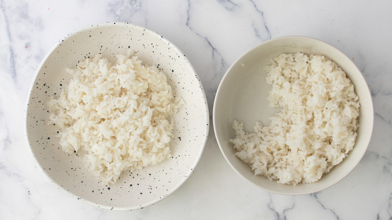 white rice in two bowls