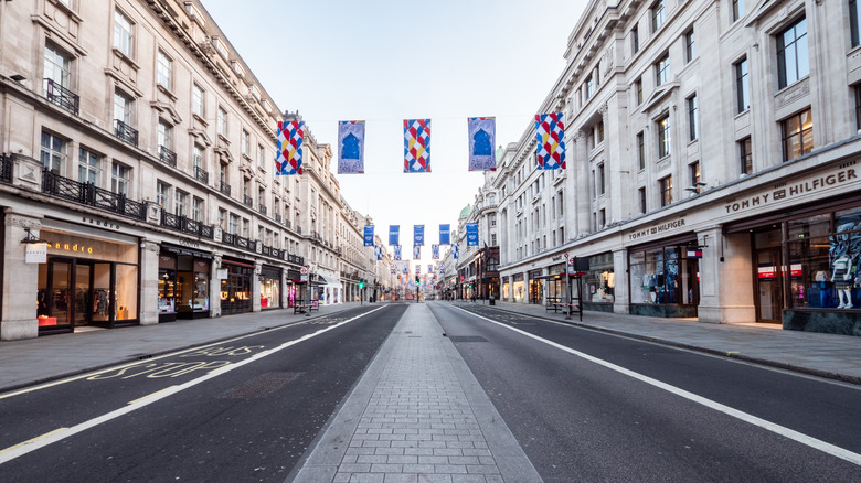 empty central london street following COVID pandemic