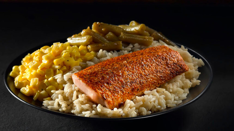 grilled salmon rice corn 