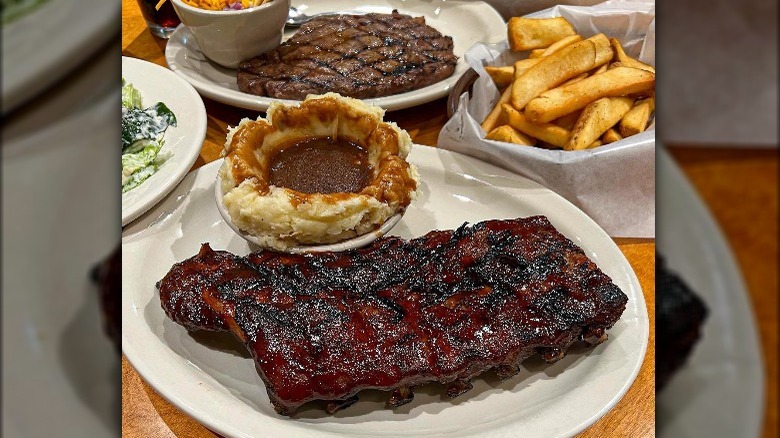 Texas Roadhouse ribs meal