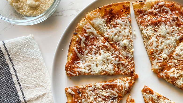 tortilla pizza on plate