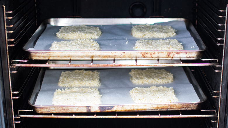 cauliflower rice slices in oven