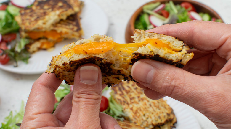 cauliflower grilled cheese pieces