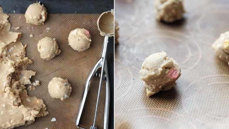 cookie dough on baking sheet