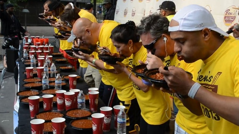 Contestants in Ben's Chili Bowl contest in 2013