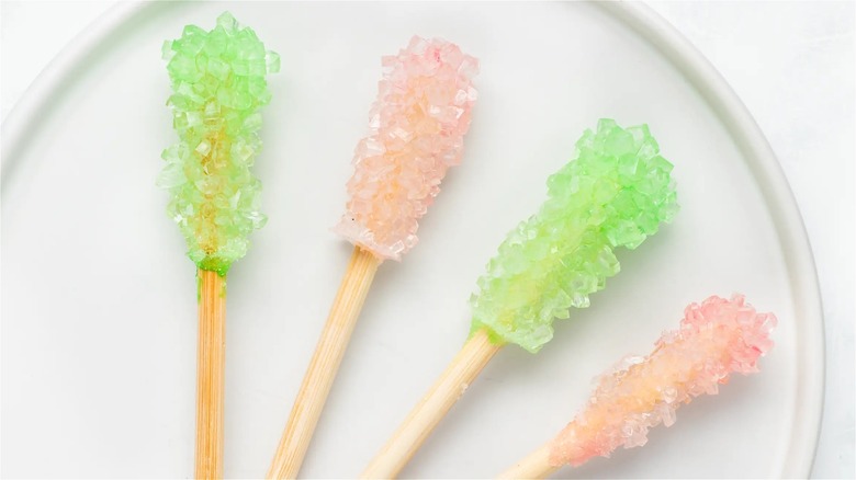 rock candy on white plate