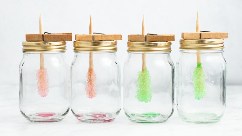 homemade rock candy in jars