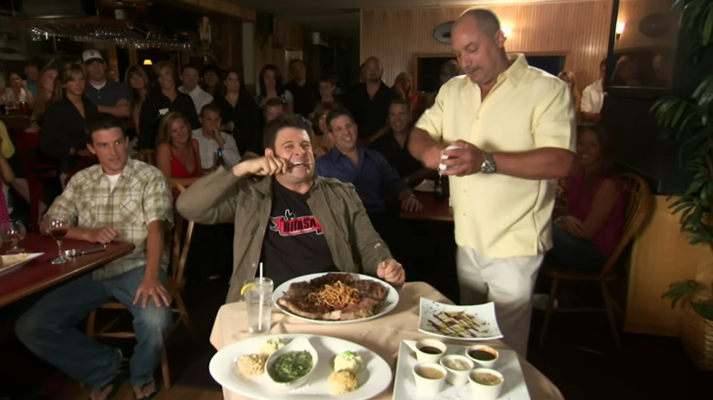 Adam Richman starting huge steak challenge