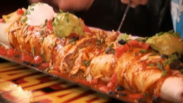 close up of massive burrito