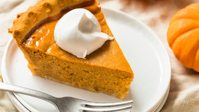 pumpkin pie on a plate