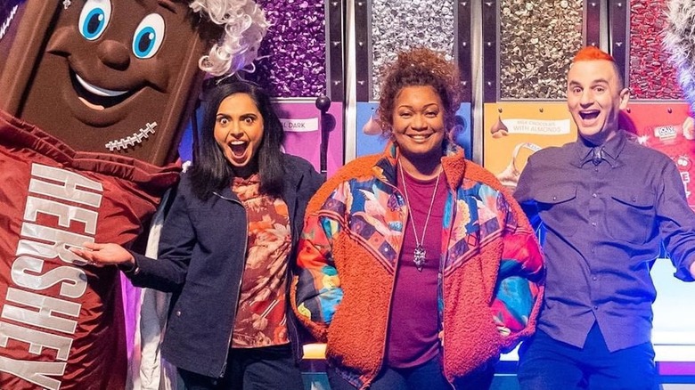 Food Network hosts Sunny Anderson Maneet Chauhan and Ralph Attanasia