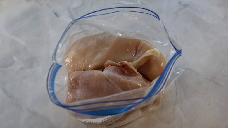 chicken breasts in zip-top bag