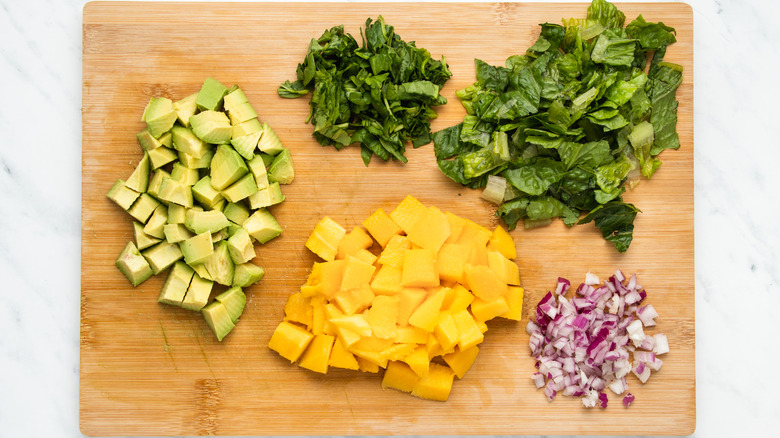 veggies on cutting board 