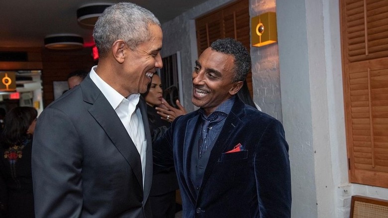 Barack Obama greets Marcus Samuelsson